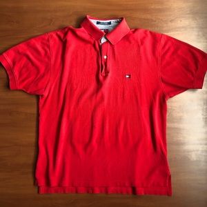 Tommy Hilfiger Red Polo Shirt Mens Large
